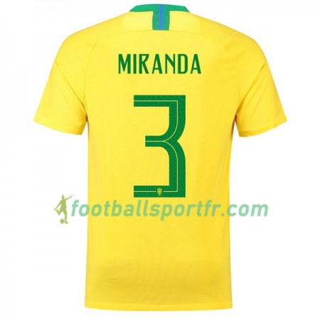 Tenue Brésil Miranda 3 Domicile Coupe du monde 2018 Maillot de Foot